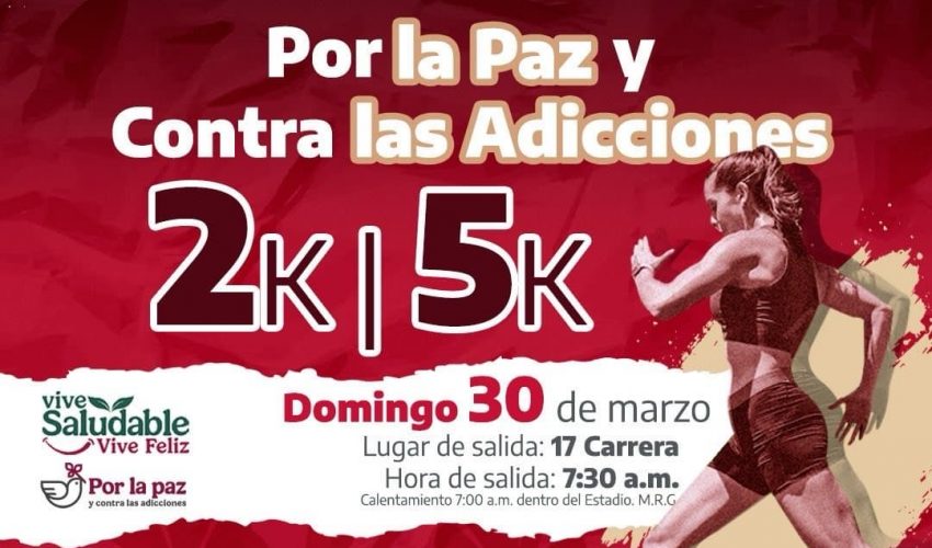 Invita Gobierno de Tamaulipas a caminata y carrera 2K y 5K “Por la Paz y Contra las&nbsp;Adicciones”